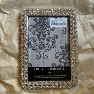 Drexel Heritage Silver Rhinestone Braided 4x6 Picture Frame NWT